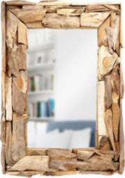 Lustro Vilde Lustro prostokątne w naturalnej drewnianej ramie wiszące ścienne łazienkowe do salonu 69x48,5 cm