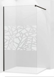  Mexen Mexen Kioto ścianka prysznicowa 90 x 200 cm, transparent/biały wzór 8 mm, czarny - 800-090-101-70-85