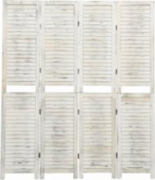  vidaXL Parawan 4-panelowy, biały, 140 x 165 cm, drewniany