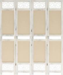  vidaXL 338559 4-Panel Room Divider Cream 140x165 cm Fabric