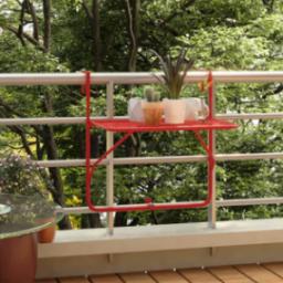  vidaXL Stolik balkonowy, czerwony, 60x40 cm, stalowy