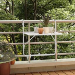  vidaXL Stolik balkonowy, biały, 60x40 cm, stalowy