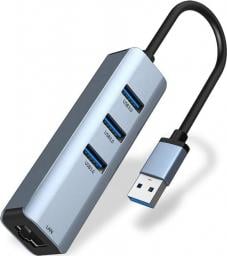 HUB USB Tradebit 1x RJ-45  + 3x USB-A 3.0
