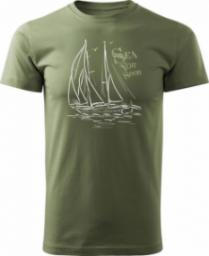  Topslang Koszulka żeglarska dla żeglarza z jachtem żaglówką męska khaki REGULAR r. XL