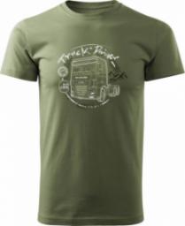  Topslang Koszulka z ciężarówką DAF prezent dla kierowcy Tira męska khaki REGULAR r. S