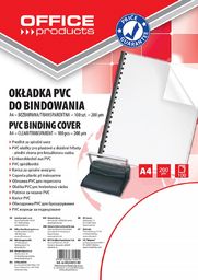  Office Products OKŁADKI DO BINDOWANIA OFFICE PRODUCTS, PVC, A4, 200MIKR., 100SZT., TRANSPARENTNE 20222015-90