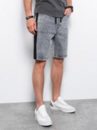  Ombre Krótkie spodenki męskie jeansowe - szare W363 XL