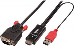 Kabel Lindy HDMI - D-Sub (VGA) + USB-A 3m czarny (41457)