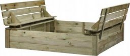  Sobex Piaskownica drewniana zamykana z ławeczkami 140 cm