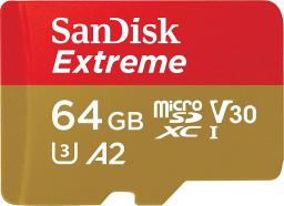 Karta SanDisk Extreme MicroSDXC 64 GB Class 10 UHS-I/U3 A2 V30 (SDSQXAH-064G-GN6MA)
