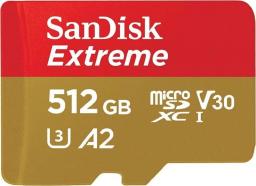 Karta SanDisk Extreme MicroSDXC 512 GB Class 10 UHS-I/U3 A2 V30 (SDSQXAV-512G-GN6MA)