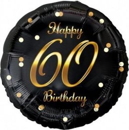  GoDan Balon foliowy B&C Happy 60 Birthday czarno-złoty
