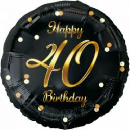  GoDan Balon foliowy Happy 40 Birthday czarno-złoty 45cm