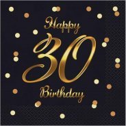  GoDan Serwetki B&C Happy 30 Birthday czarne 20szt