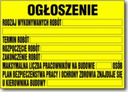 Mój dom Bioz Tablica Pcv Informacyjna Budowlana Ogłoszenie