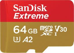 Karta SanDisk Extreme MicroSDXC 64 GB Class 10 UHS-I/U3 A2 V30 (SDSQXAH-064G-GN6AA)
