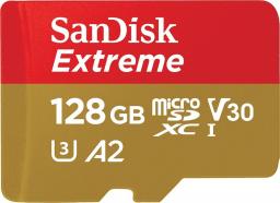 Karta SanDisk Extreme MicroSDXC 128 GB Class 10 UHS-I/U3 A2 V30 (SDSQXAA-128G-GN6AA)