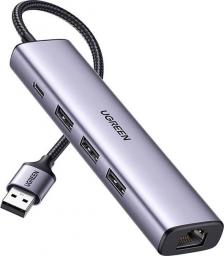 HUB USB Ugreen 1x RJ-45 1x USB-C  + 3x USB-A 3.0 (UGR1219SLV)