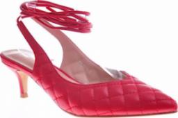  Pantofelek24 Pikowane czerwone buty wiązane na szpilce /A9-2 12203 T390/ 36