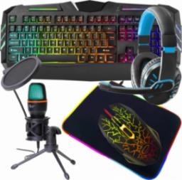 Fury Zestaw gamingowy klawiatura podświetlana FURY SPITFIRE mysz mata RGB słuchawki mikrofon