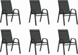  vidaXL Sztaplowane krzesła ogrodowe, 6 szt., czarne tworzywo textilene