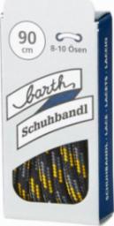  barth Sznurowadła, 90 cm, okrągłe, czarno-szaro-żółte (6 par)