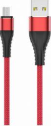 Kabel USB Jellico USB-A - microUSB 1 m Czerwony (6972310641263)