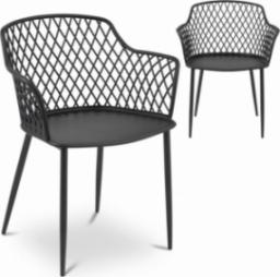  Royal Catering Krzesło nowoczesne kubełkowe z oparciem ażurowym 2 szt. czarne Krzesło nowoczesne kubełkowe z oparciem ażurowym 2 szt. czarne