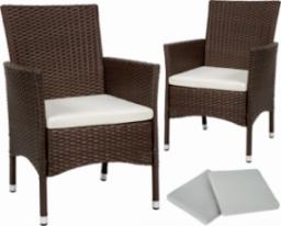  Tectake Zestaw 2 krzeseł ogrodowych z polirattanu - brązowy/beżowy
