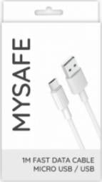Kabel USB Mysafe USB-A - microUSB 1 m Biały (5904208506065)