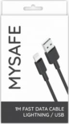 Kabel USB Mysafe USB-A - Lightning 1 m Czarny (5904208506102)