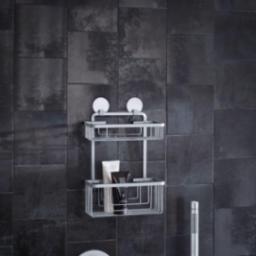Koszyk prysznicowy Kleine Wolke Kleine Wolke Podwójna półka prysznicowa Rocco, prostokątna, aluminium