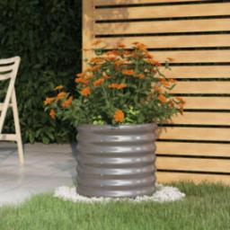  vidaXL vidaXL Donica ogrodowa z malowanej proszkowo stali, 40x40x36 cm, szara
