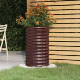  vidaXL vidaXL Donica ogrodowa z malowanej proszkowo stali, 40x40x68 cm, brąz
