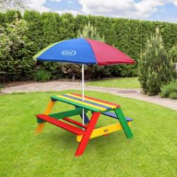  Axi AXI Stół piknikowy Nick dla dzieci, z parasolem, tęczowy