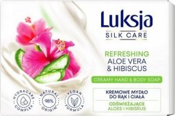  Sarantis Luksja Silk Care Odświeżające Kremowe Mydło w kostce do rąk i ciała - Aloes i Hibiskus 100g