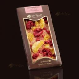  M.Pelczar Chocolatier Czekolada biała 25,9% z czekoladą różową Ruby oraz z malinami i mandarynkami