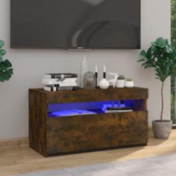 vidaXL vidaXL Szafka pod TV z oświetleniem LED, przydymiony dąb, 75x35x40 cm