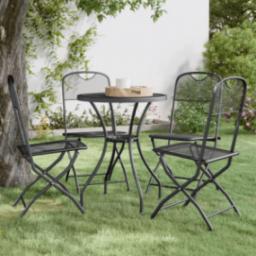 vidaXL vidaXL Składane krzesła ogrodowe, 4 szt., antracytowe, metalowa siatka