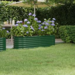  vidaXL Donica ogrodowa, malowana proszkowo stal, 152x40x36 cm, zielona