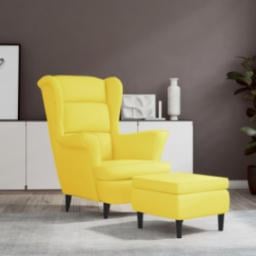  vidaXL vidaXL Fotel uszak z podnóżkiem, żółty, tapicerowany aksamitem