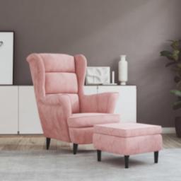  vidaXL vidaXL Fotel uszak z podnóżkiem, różowy, tapicerowany aksamitem