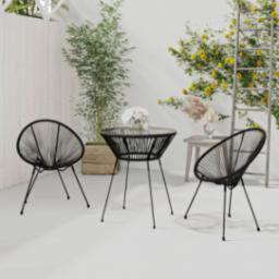 vidaXL vidaXL 3-częściowy zestaw mebli ogrodowych, rattan PVC, czarny