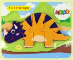  Lean Sport Drewniane Puzzle Dinozaury Triceratops Ankylosaurus Pomarańczowy