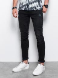  Ombre Spodnie męskie jeansowe SKINNY FIT - czarne P1060 L