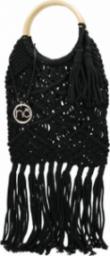  Estetino Torebka damska Nobo plażowa bawełniana z frędzlami czarna