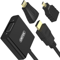 Adapter AV Unitek HDMI Micro - HDMI HDMI - D-Sub (VGA) + Jack 3.5mm HDMI Mini - HDMI czarny (Y-6355)