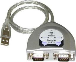 Kabel USB Lindy USB-A - 2x RS-232 0.6 m Srebrny (42889)