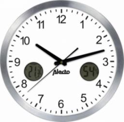  Alecto Duży analogowy zegar ścienny, aluminium z termometrem i wilgotnościomierzem Alecto AK-15