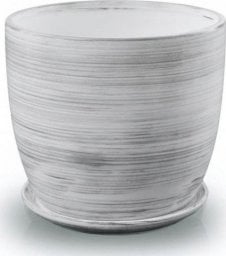  Polnix Osłonka na doniczkę z podstawką ceramiczna szara 13 cm